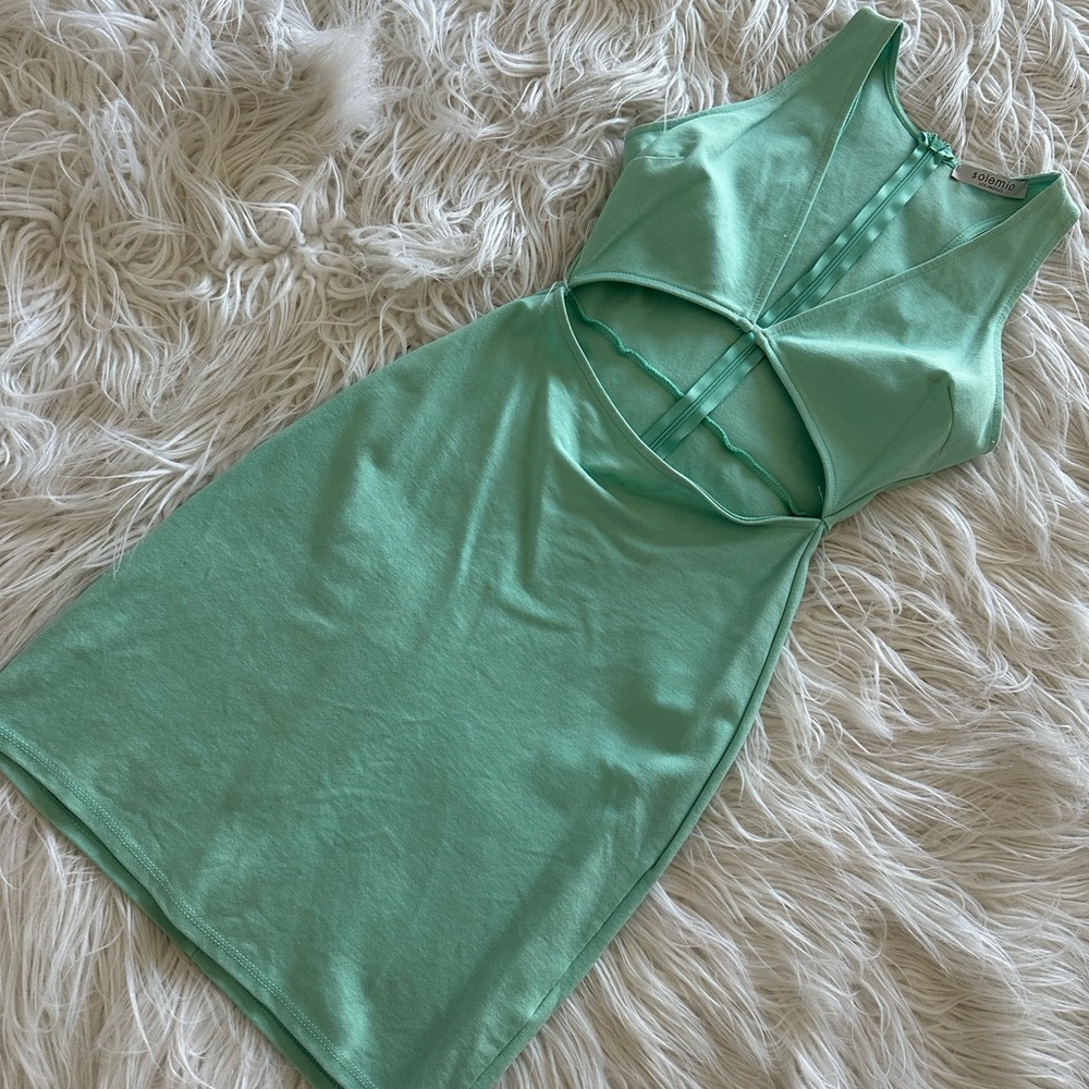Turquoise cute out mini dress - FASHION NOVA